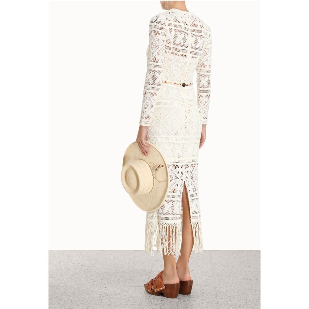 $1000 Zimmermann Cira Ribbon Lace Midi Dress Ivory US Sz 4 P Small Resort - Picture 4 of 16